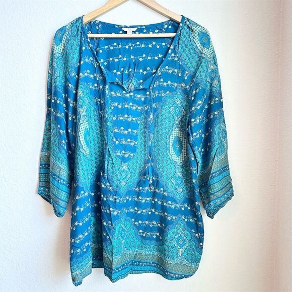 Sonoma Life + Style Women's Boho Blouse Multicolor Geometric Print‎ Size L - Picture 1 of 11
